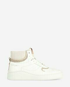 Sneaker soft leather suede white taupe