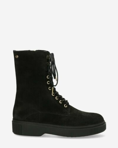 Lace up boot suede black