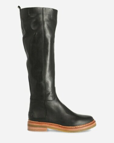 Shaft boot vegetable tanned leather black
