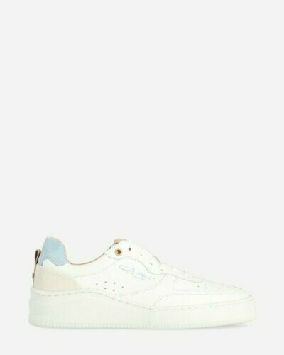 Sneaker smooth leather suede detail white blue