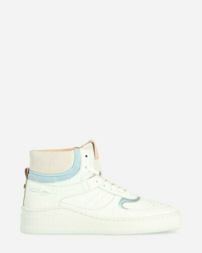 Sneaker mid top suede details white baby blue