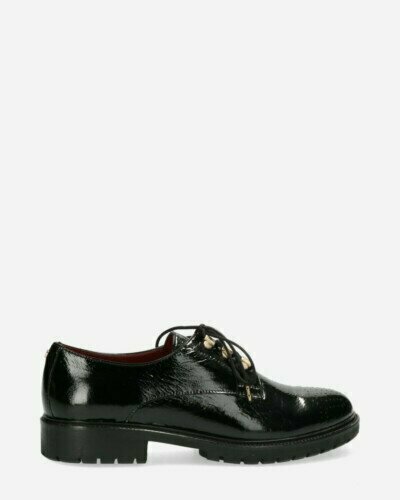 Lace up shoe patent leather zwart