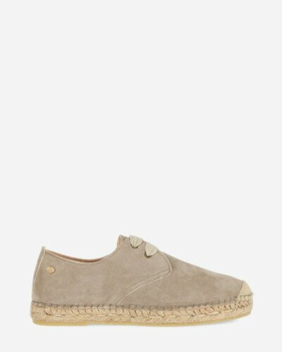 Espadrille lace-up suede light taupe