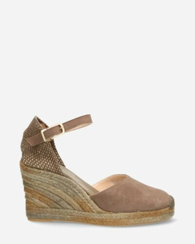 Taupe suede espadrille wedges 