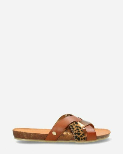 Slipper smooth leather cognac