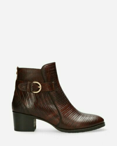 Ankle boot printed leather brown