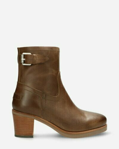 Heeled ankle boot smooth leather taupe