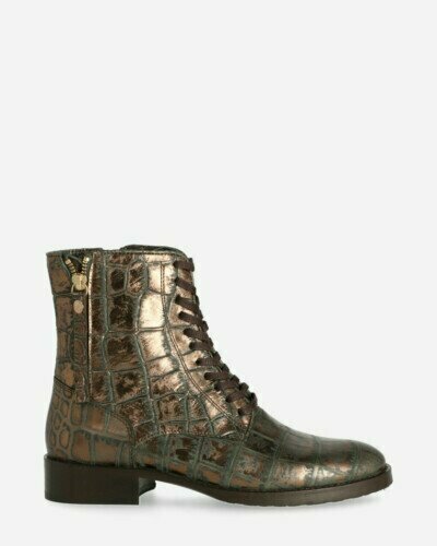 Metallic lace-up boot antracite
