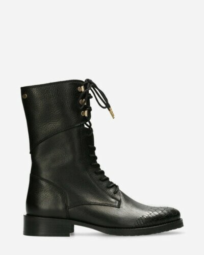 Lace-up boot smooth leather black