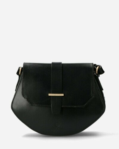 Shoulder bag natural dyed smooth leather black