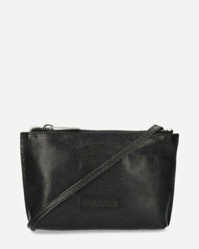 Crossbody bag printed leather black