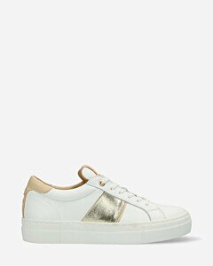 Sneaker white smooth leather gold detail