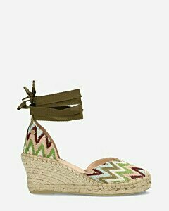 Green espadrille wedges with ankle strap