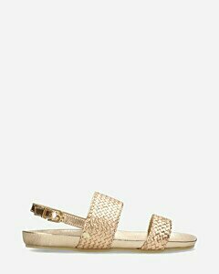 Sandal with covered cork footbed woven leather Copper Foil