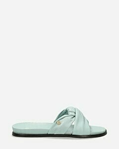 Slipper knotted smooth leather baby blue