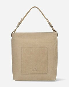 Schoulder bag hand buffed leather taupe
